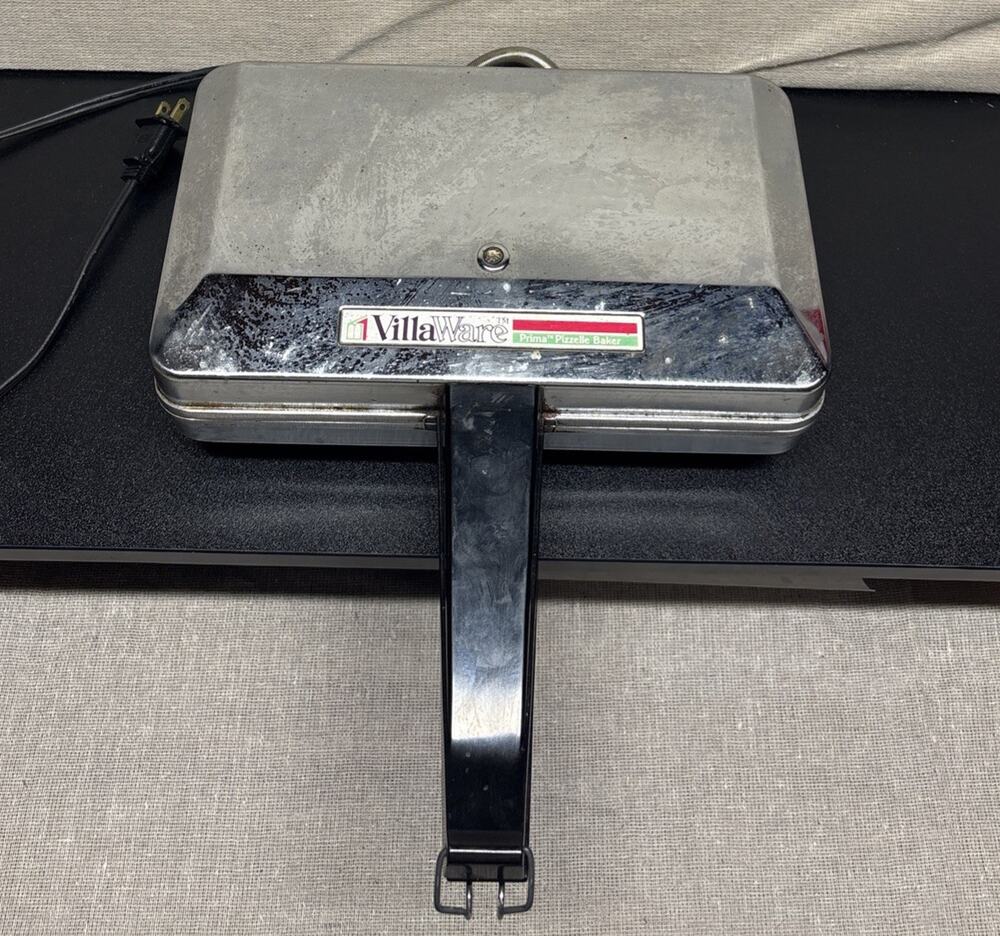 VillaWare Prima Pizzelle Baker 5000 Chrome Italian Cookie Maker Working